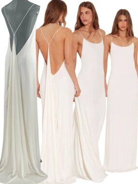 🆕 RAT & BOA 🧿 NWOT Amora Back Draped Jersey Dress, White - Sz M